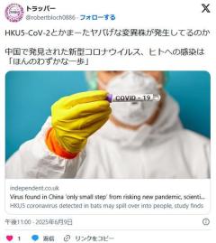 中国で「未知のコロナウイルス」が発見、コウモリで急激に拡散中、ヒト感染力を得れば35%が死ぬと予想
