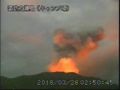 諏訪之瀬島で爆発的噴火あいつぐ「火口上空に真っ赤な火映」