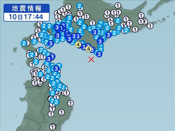 北海道で震度4 津波心
