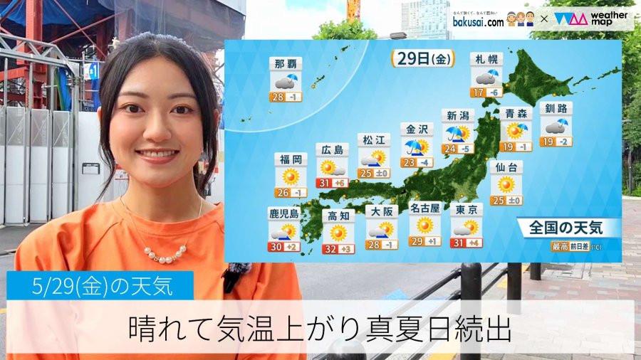 晴れて気温上がり真夏日続出のイメージ画像