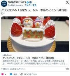 クリスマスの「予定なし」54%