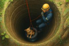 ウドンタニで犬が深さ10メートルの井戸に転落、ボランティアがロープで降下し救出のイメージ画像