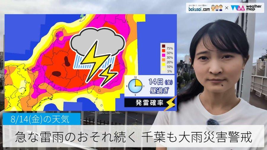 急な雷雨のおそれ続く 千葉も大雨災害警戒のイメージ画像