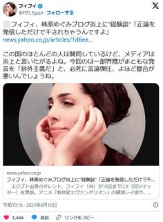 フィフィ、林原めぐみ炎上に“経験談”「日本のメディアは反日がゴロゴロいる」「正論を発信しただけで干される」のイメージ画像