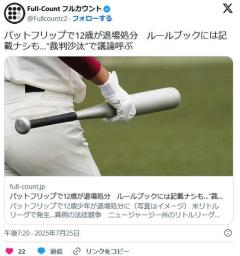【野球】本塁打でバットを放り投げた12歳が退場処分ルールブックには記載ナシも…法廷闘争にまで発展