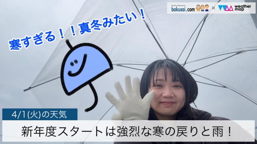 新年度スタートは強烈な寒の戻りと雨！のイメージ画像