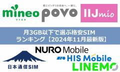 スマホのデータ通信量『月3GB以下』で選ぶ格安SIMランキング【2024年11月最新版】