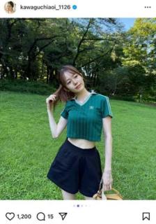 川口葵、美ウエストと美脚際立つミニスカ姿披露幸せオーラ全開の私服コーデに「女神降臨」