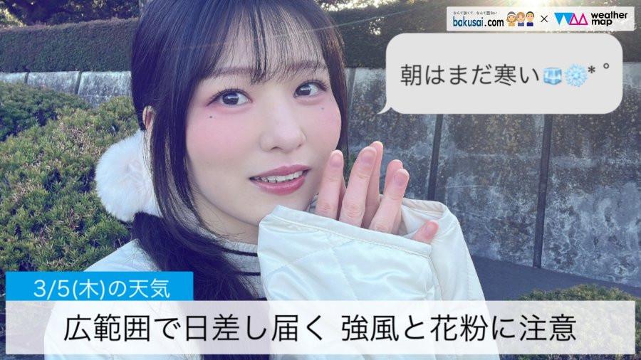 広範囲で日差し届く 強風と花粉に注意のイメージ画像