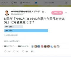 N国党が「NHKとコロナの自粛から国民を守る党」に党名変更？ くぼた学議員はTwitterでアンケート