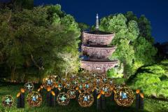 ホテル椿山荘東京、三重塔移築100周年記念演出「涼風竹あかり」7月16日から開催100個の竹まりと風車が夜空を彩る