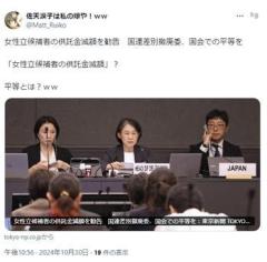 国連｢日本は女性議員が少なすぎるから女性が議員に立候補する場合は供託金を無くせば公平になる｣のイメージ画像