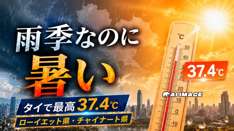 雨季のタイで最高37.4℃、ローイエットとチャイナートが全国最高に