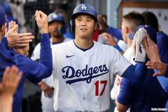大谷翔平、2安打1四球＆1盗塁で3度生還メジャー断トツ105得点目、5戦連続安打でメジャー通算1000安打に王手！