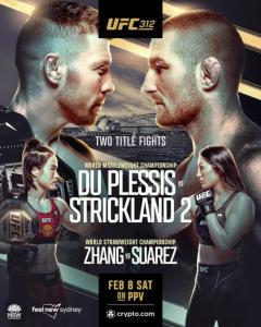 UFC 312のポスターが公開！デュ・プレシ vs ストリックランドの因縁の対決がフィーチャー