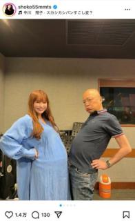 中川翔子、出産間近の”親子写真”が反響お腹の大きさに「やっぱり双子だとお腹すごい」の声