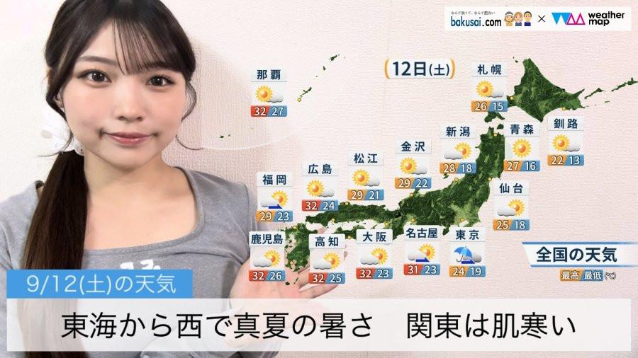 東海から西で真夏の暑さ、関東は肌寒いのイメージ画像