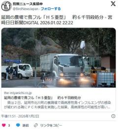 宮崎県でヒト致死率50%の「Ｈ５亜型」ウイルスが発生、宮崎県と大分県の半径１０キロ圏内を封鎖のイメージ画像