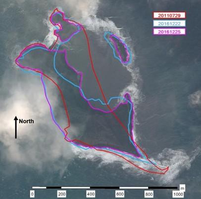 海底火山の活発な噴火活動 海岸線にも劇的な変化！