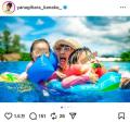 柳原可奈子、長女の浮き輪遊びと“そっくり次女”に大笑いの沖縄旅行