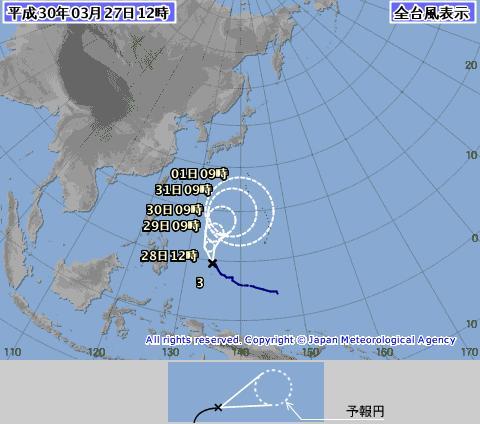 台風3号 発達しながらｼﾞﾜｼﾞﾜ北上中 週末にも小笠原近海に