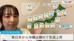東日本から沖縄は晴れて気温上昇