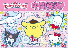 「2025年サンリオキャラクター大賞」中間順位発表 ポムポムプリンが首位キープ【TOP20一覧】