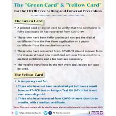 新型コロナ感染防止措置「Covid Free Setting」のグリーンカードとイエローカード タイのイメージ画像