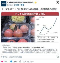 「トマトパニック」猛暑で入荷6割減、店頭価格も2倍にのイメージ画像