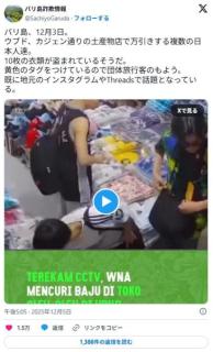 【動画】日本人観光客さん、インドネシアの土産物店で集団万引き。現地で騒動にのイメージ画像