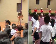 中国の幼稚園の入園式で｢楽しいﾀﾞﾝｽ｣→ﾎﾟｰﾙﾀﾞﾝｻｰでﾄﾞﾝ引き