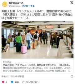 【社会】外国人犯罪「ベトナム人」4分の1、警察白書で明らかに「侵入窃盗」「万引き」が顕著…日本で“盗み”働く理由とはのイメージ画像