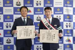 ＮＥＸＵＳフェンシングクラブ所属の見延選手が冬の県民交通安全運動に一日警察署長として参加