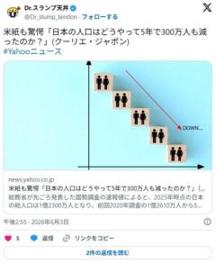米紙も驚愕「日本の人口はどうやって5年で300万人も減ったのか？」のイメージ画像