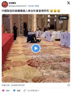 中国製の粗悪で低品質なロボットが年会参加中に痙攣してそのまま死去😇のイメージ画像