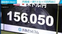 円相場 一時1ドル＝155円台に 日銀の利上げが加速するという見方広がるのイメージ画像