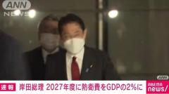 岸田総理「2027年度に防衛費をGDPの2％に」 財務・防衛大臣に指示のイメージ画像