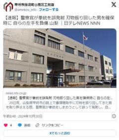 刃物振り回した男を確保後…女性巡査部長(48)が拳銃をしまう際に誤発射、自らの左手負傷し重傷のイメージ画像