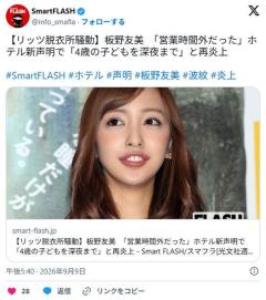リッツ脱衣所騒動、板野友美 「営業時間外だった」ホテル新声明で「4歳の子どもを深夜まで」と再炎上のイメージ画像