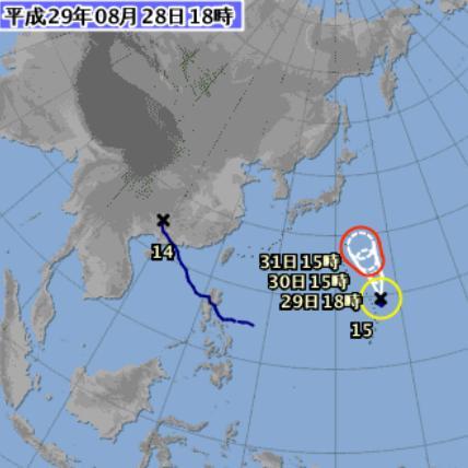 台風15号発生 小笠原近海で発達中 来月1日には本州の東へ