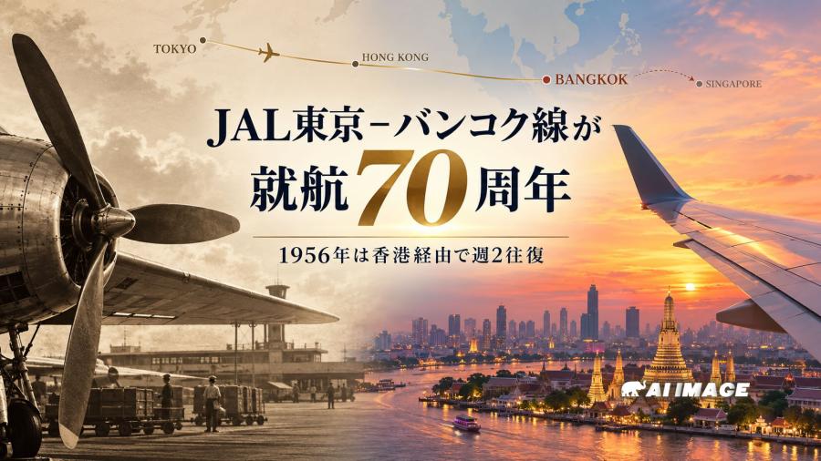 JAL東京－バンコク線が就航70周年、1956年に週2便でスタート