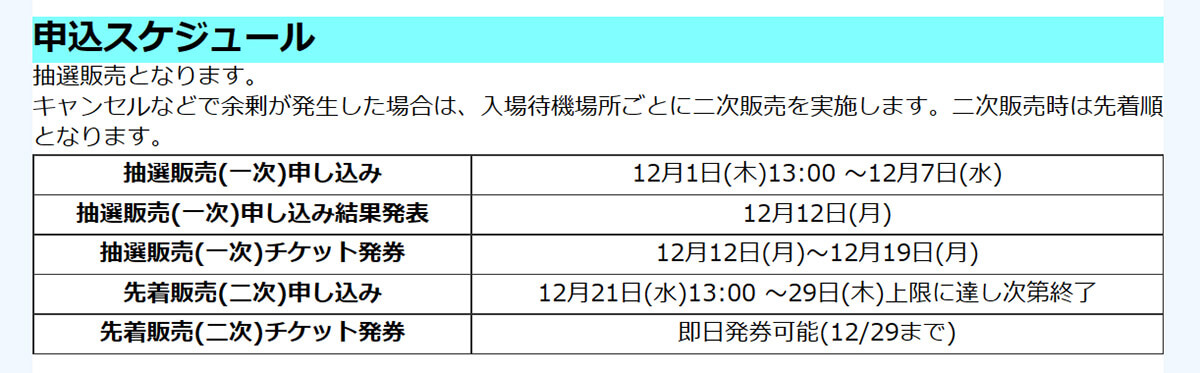 コミックマーケット　申し込みスケジュール