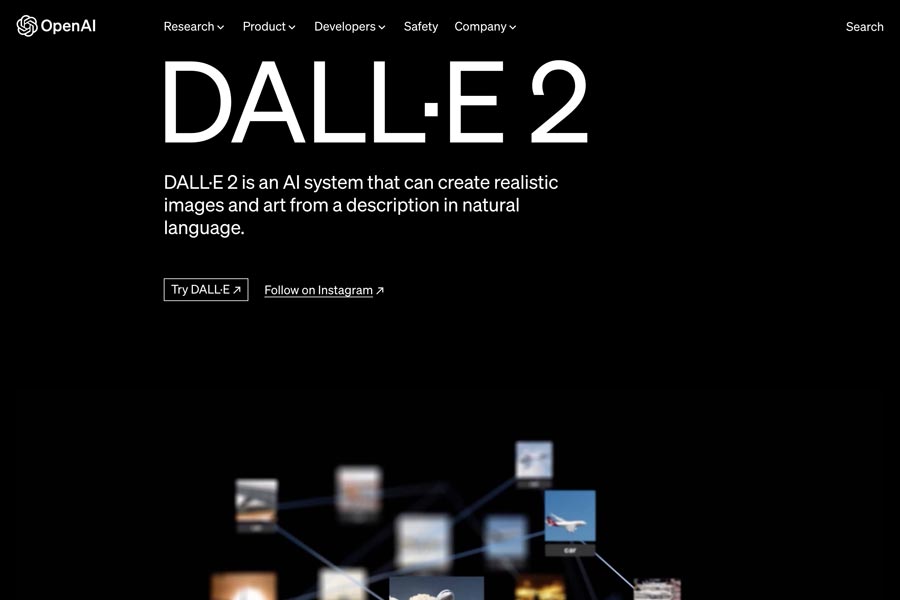 OpenAiの「DALL-E 2」（スクリーンショット）