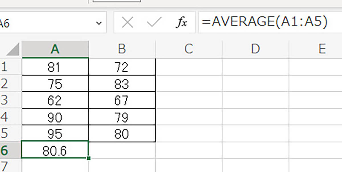 AVERAGE: 選択した範囲の平均値を計算する1