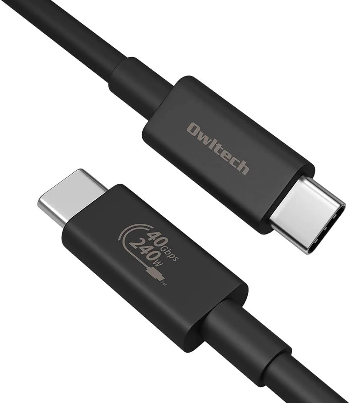 パフォーマンスロゴ表示があるOwltechの「USB4」対応USB-Cケーブル