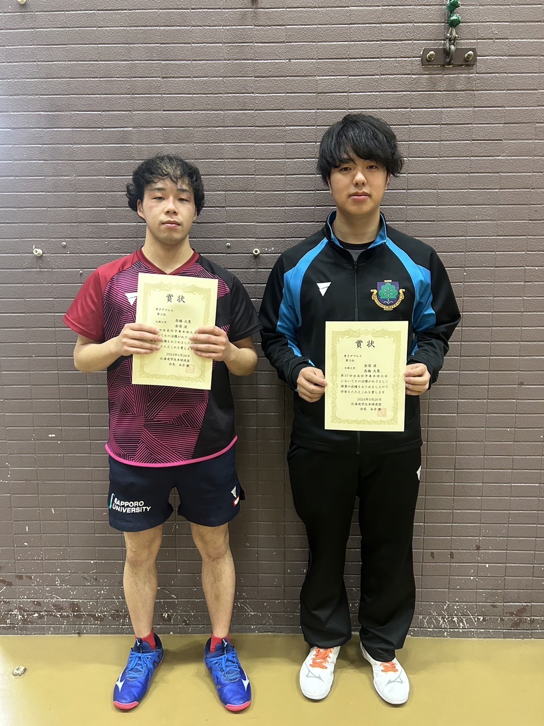 写真：金須渚/髙橋大策（札幌大）/提供：北海道学生卓球連盟