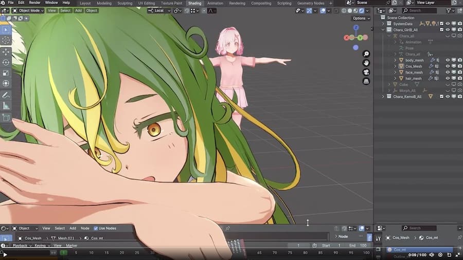緑髪の子がこちらにやってくる