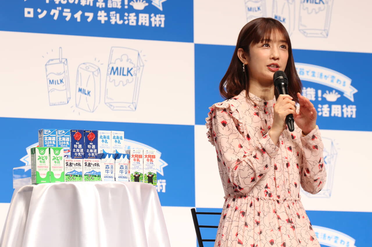 ▲常温保存でき、コンパクトなロングライフ紙パック牛乳