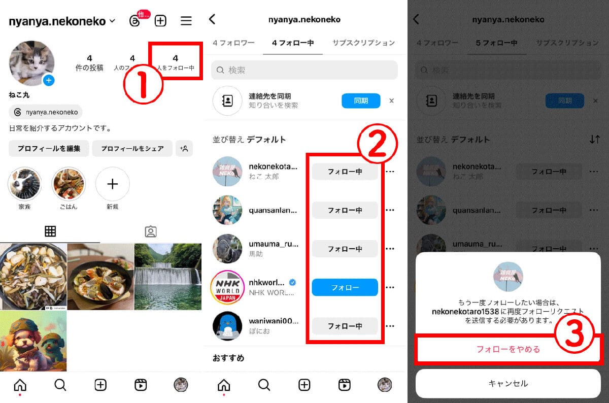 インスタでフォローを外されたらどうなる？「誰が外したか」確認する方法の画像2