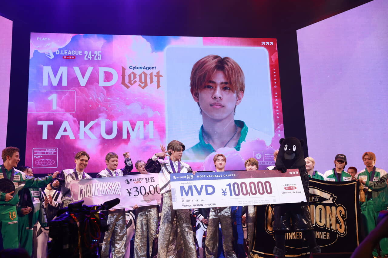 ▲MVDに選出、賞金もゲットしたTAKUMI　©D.LEAGUE 24-25